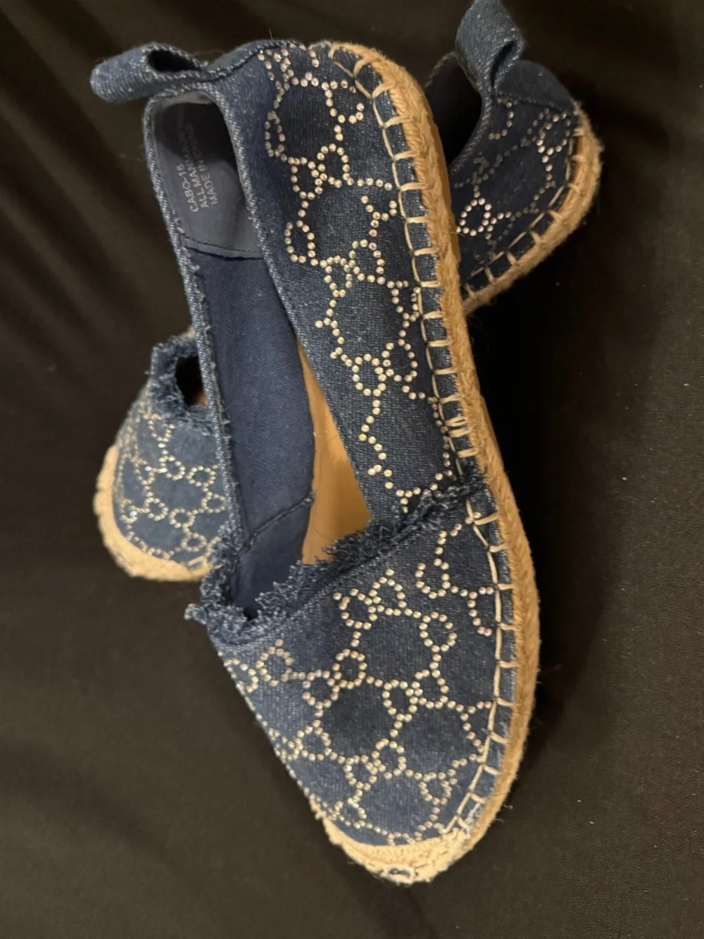 Denim and Rhinestone Espadrilles size 8